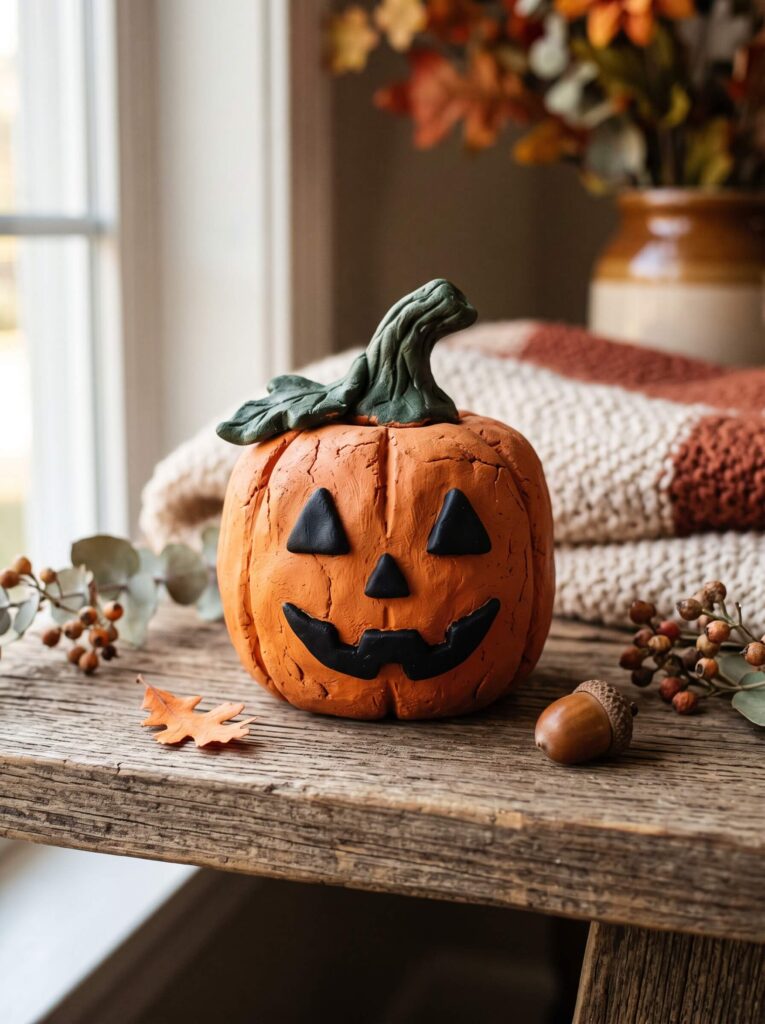 Air-dry Clay Pumpkin Face