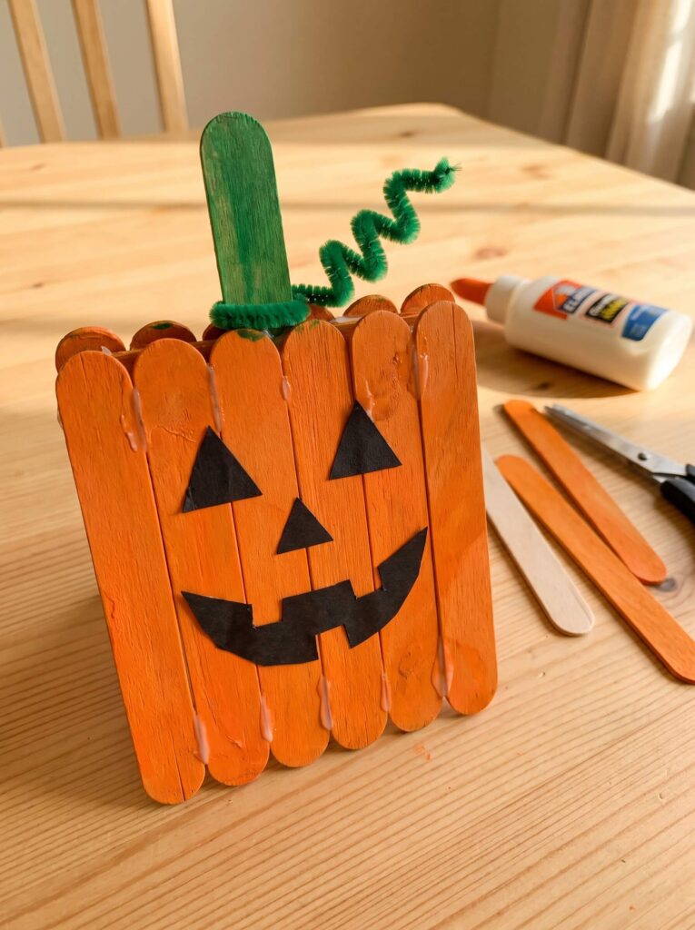 Lolly Stick Pumpkin Face