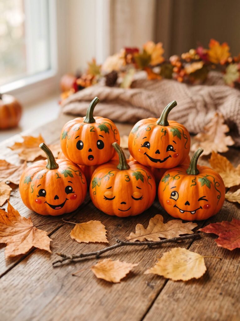 Painted Mini Pumpkin Faces