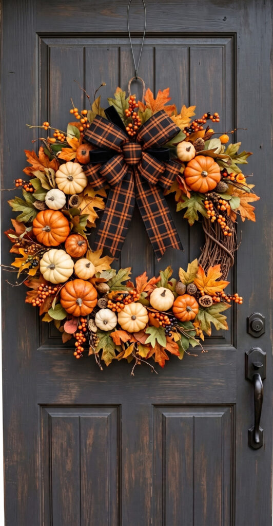 Pumpkin Wreath With Bows