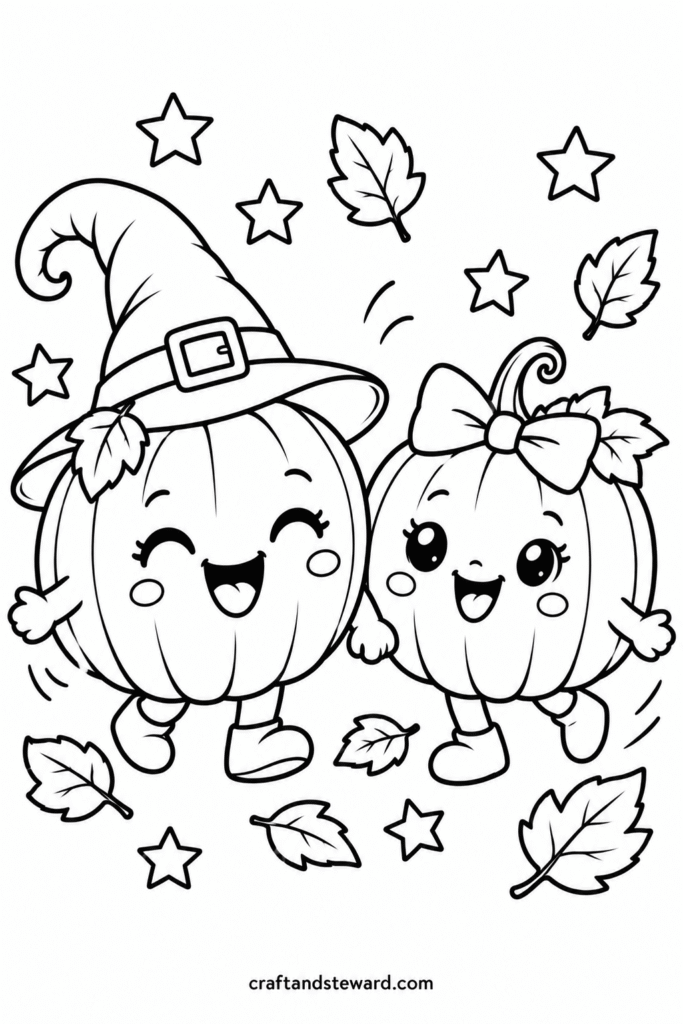 Adorable Pumpkin Pair Holding Hands