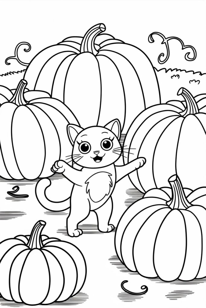 Cat in a Pumpkin Patch
