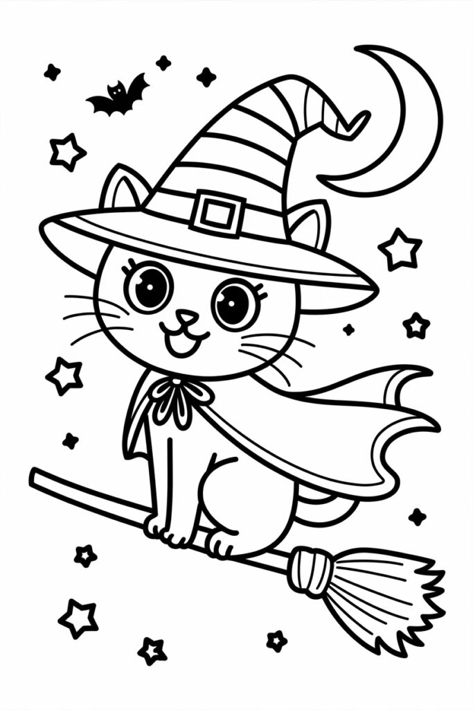Cat in a Witch's Hat and Cape