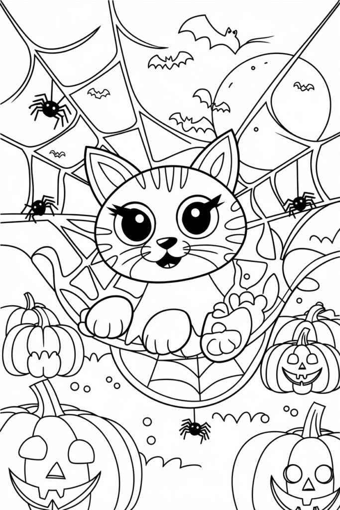 Cat with a Halloween Spider Web
