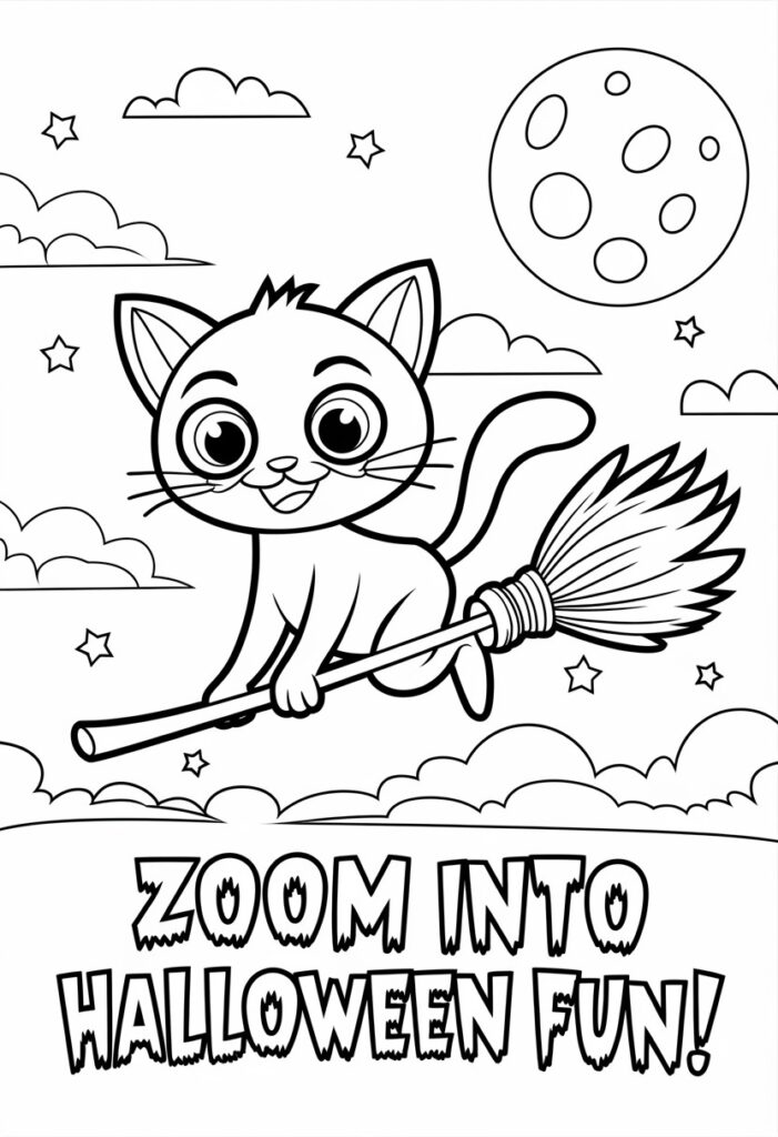 Flying Cat on a Broomstick
