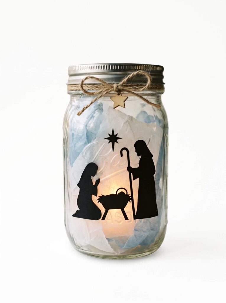 Nativity Mason Jar Lantern